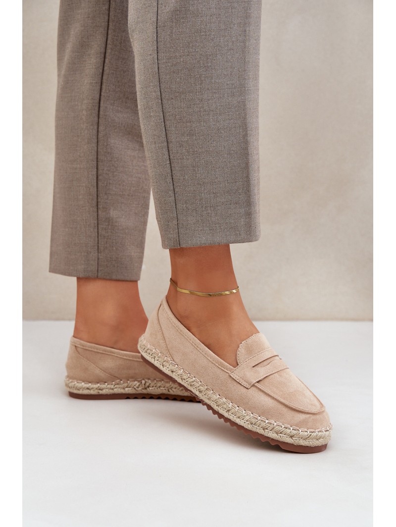 Women's espadrilles with jute weaving on flat sole beige Shilova