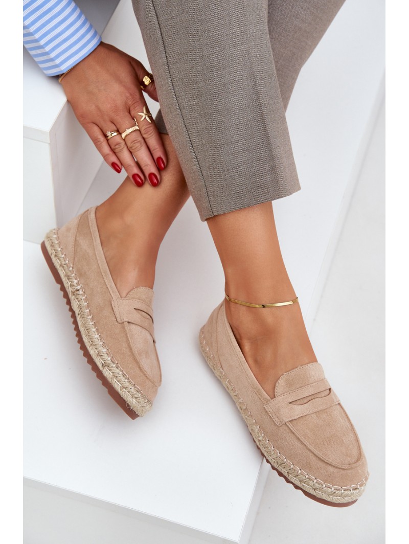 Women's espadrilles with jute weaving on flat sole beige Shilova