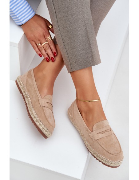 Women's espadrilles with jute weaving on flat sole beige Shilova