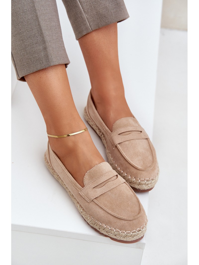 Women's espadrilles with jute weaving on flat sole beige Shilova