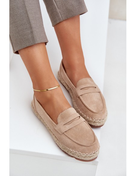 Women's espadrilles with jute weaving on flat sole beige Shilova