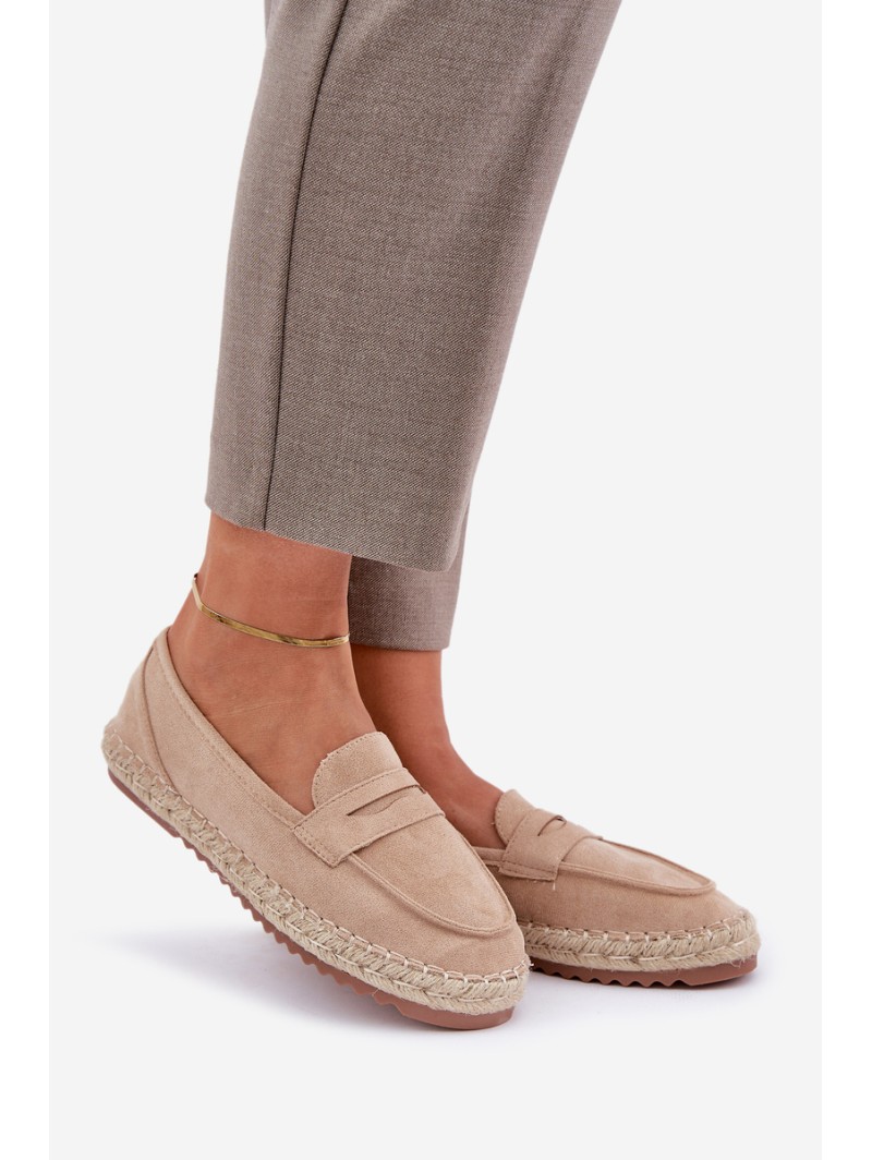 Women's espadrilles with jute weaving on flat sole beige Shilova