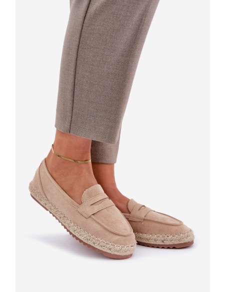 Women's espadrilles with jute weaving on flat sole beige Shilova