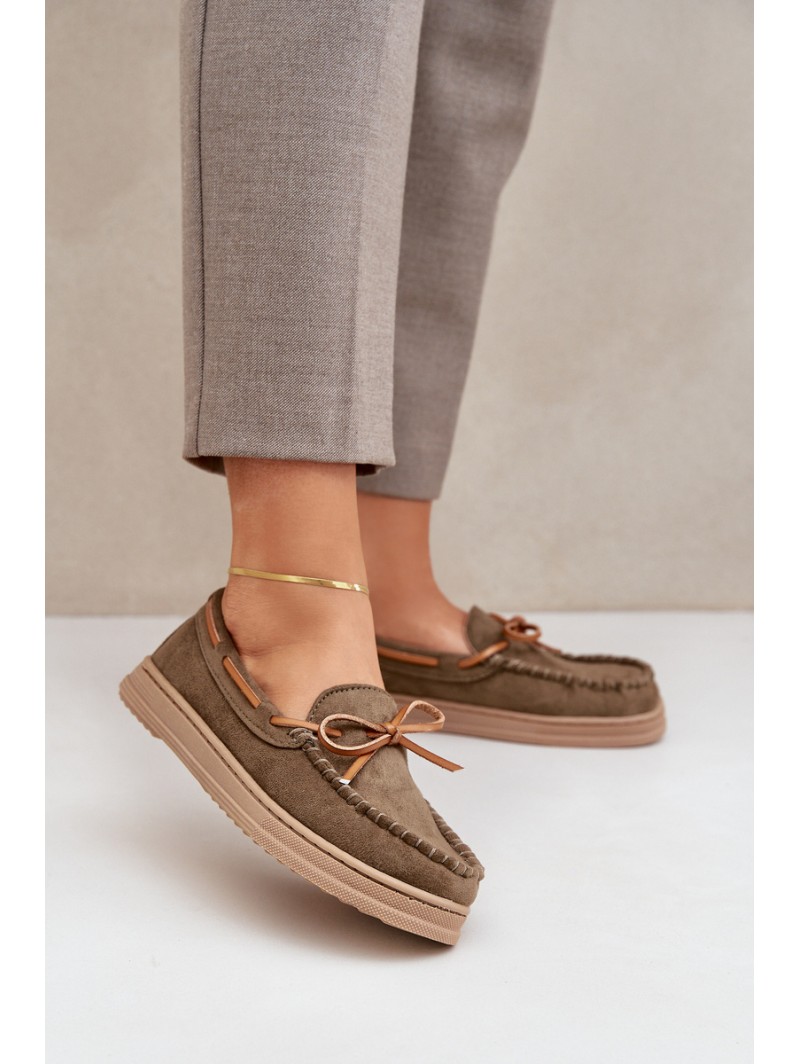 Womens Moccasins On Flat Sole Dark Green Timannie