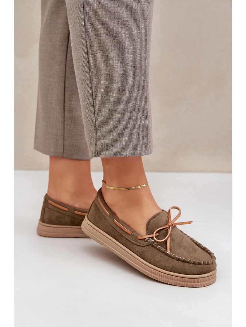 Womens Moccasins On Flat Sole Dark Green Timannie