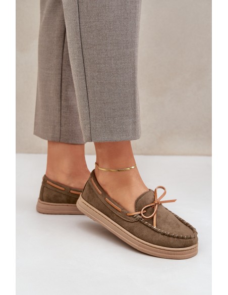 Womens Moccasins On Flat Sole Dark Green Timannie