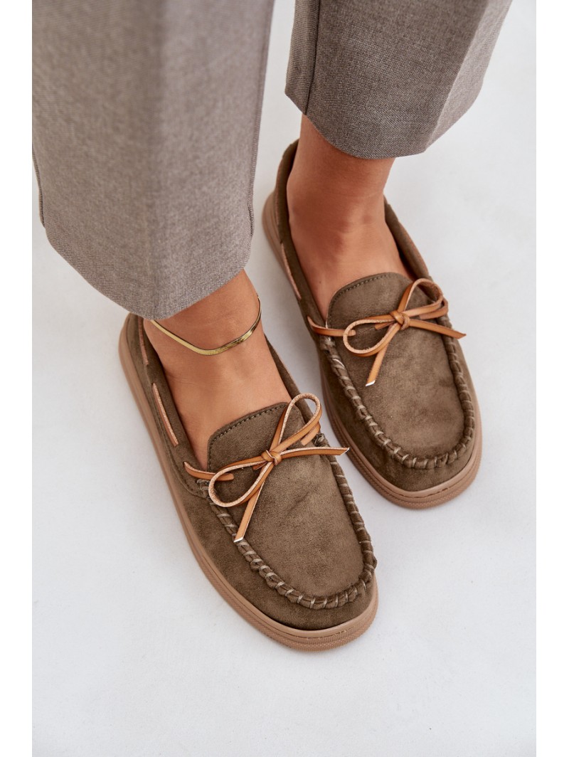 Womens Moccasins On Flat Sole Dark Green Timannie