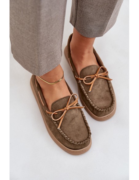 Womens Moccasins On Flat Sole Dark Green Timannie