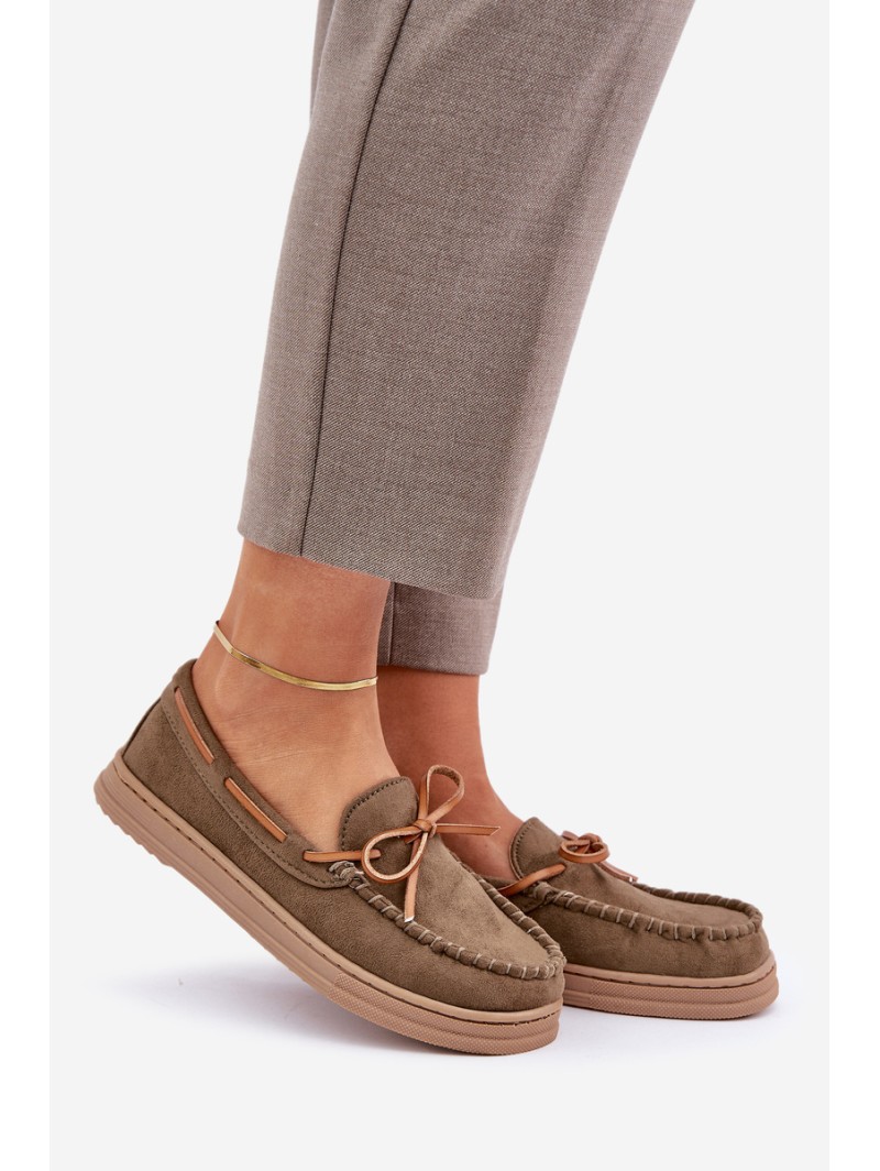 Womens Moccasins On Flat Sole Dark Green Timannie