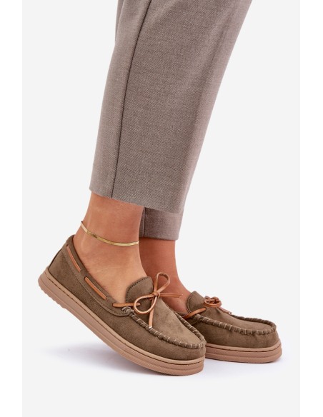Womens Moccasins On Flat Sole Dark Green Timannie