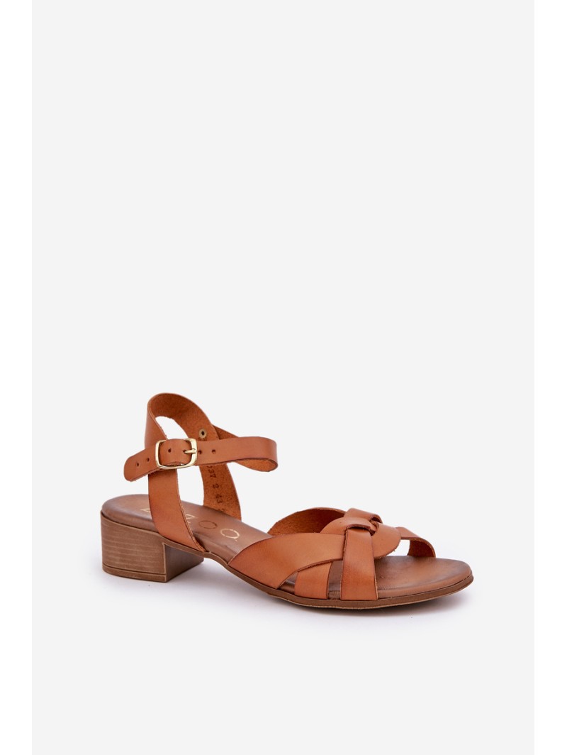 Leather Sandals On A Delicate Heel Brown Zazoo 40372