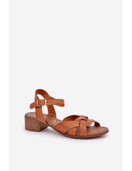 Leather Sandals On A Delicate Heel Brown Zazoo 40372