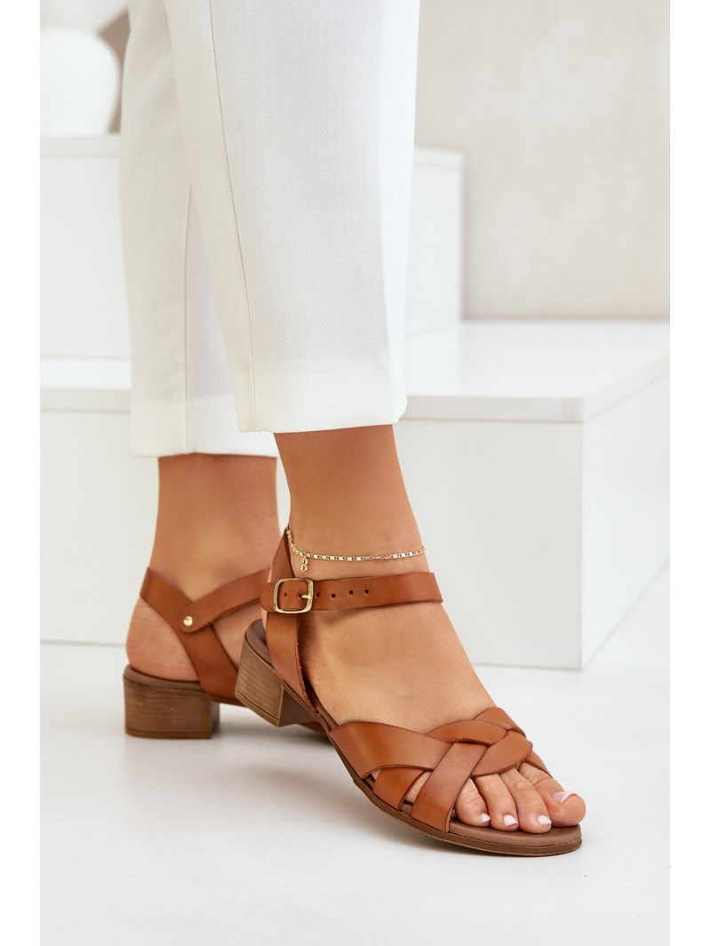 Leather Sandals On A Delicate Heel Brown Zazoo 40372