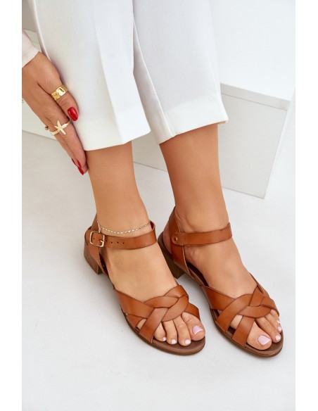Leather Sandals On A Delicate Heel Brown Zazoo 40372