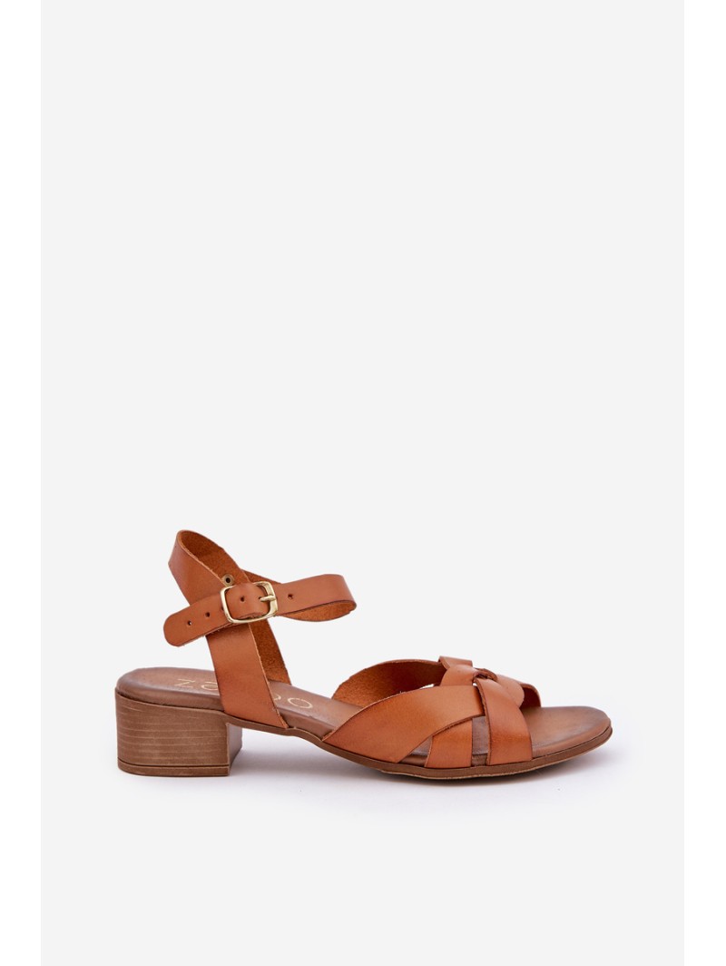 Leather Sandals On A Delicate Heel Brown Zazoo 40372