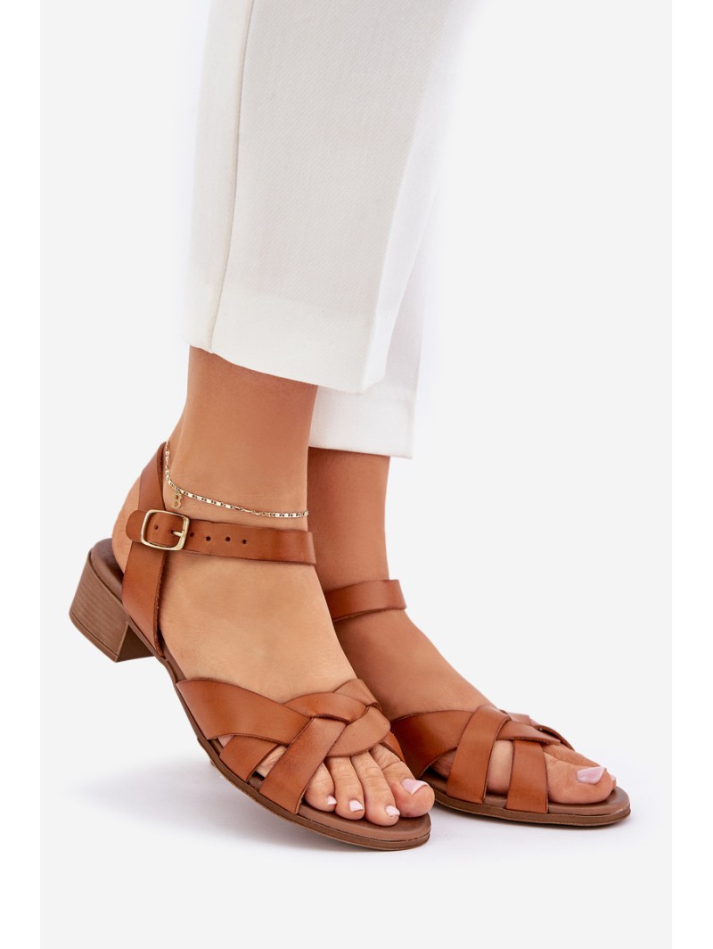 Leather Sandals On A Delicate Heel Brown Zazoo 40372
