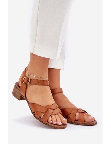 Leather Sandals On A Delicate Heel Brown Zazoo 40372
