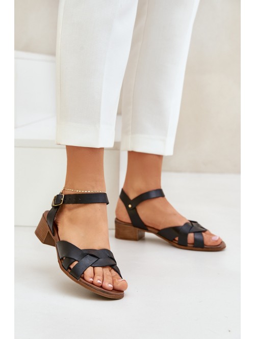 Leather Sandals On A Delicate Heel Zazoo 40372 Black