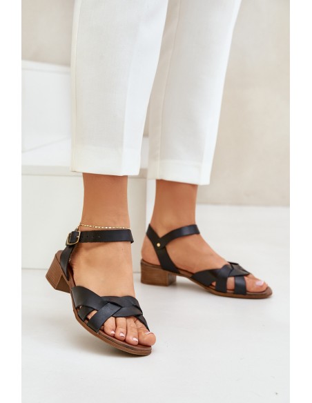 Leather Sandals On A Delicate Heel Zazoo 40372 Black
