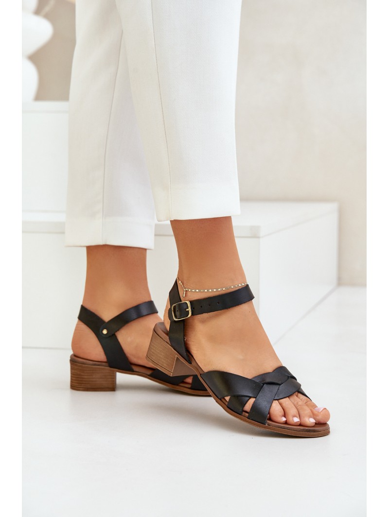 Leather Sandals On A Delicate Heel Zazoo 40372 Black