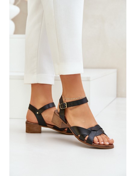 Leather Sandals On A Delicate Heel Zazoo 40372 Black