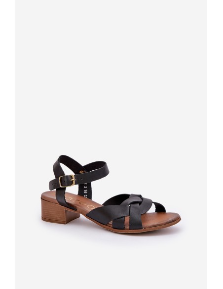 Leather Sandals On A Delicate Heel Zazoo 40372 Black