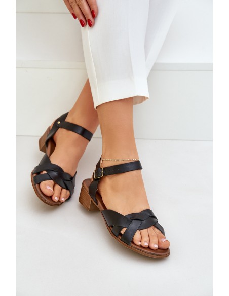 Leather Sandals On A Delicate Heel Zazoo 40372 Black