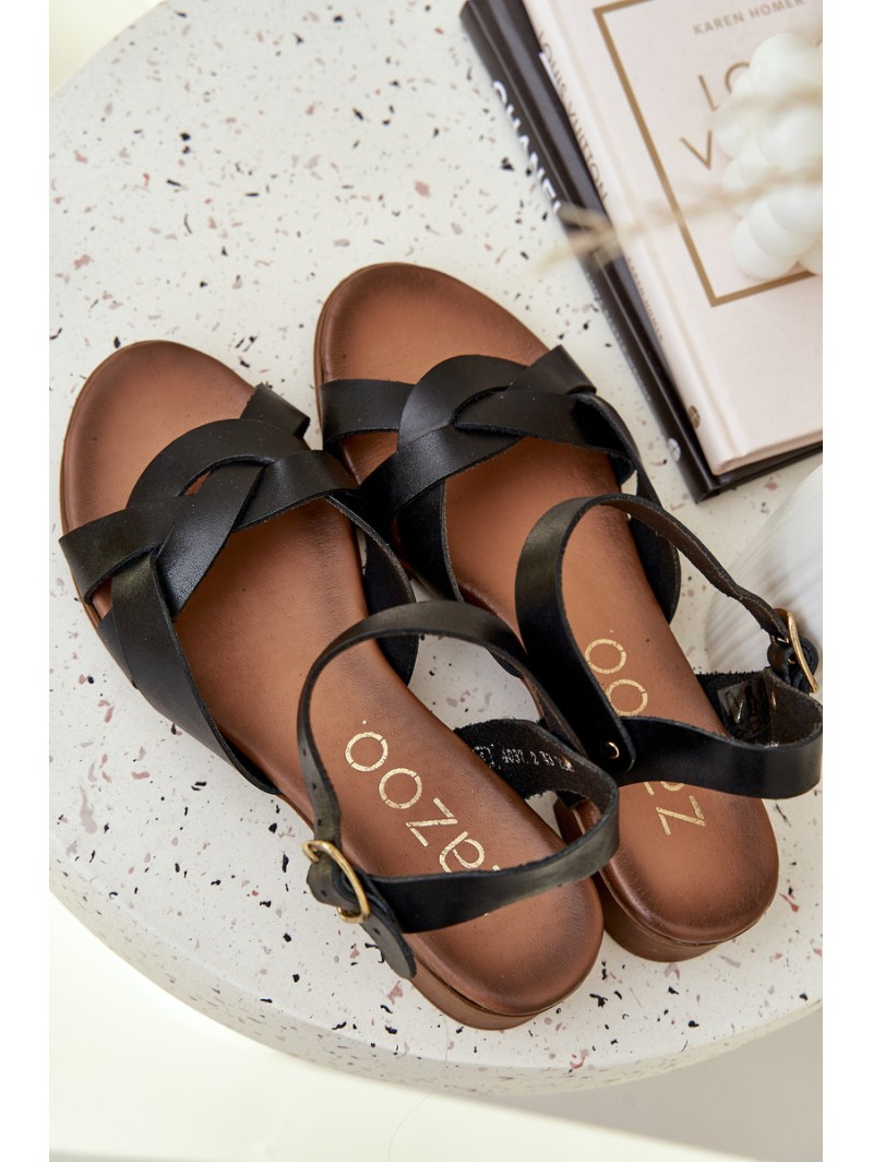 Leather Sandals On A Delicate Heel Zazoo 40372 Black