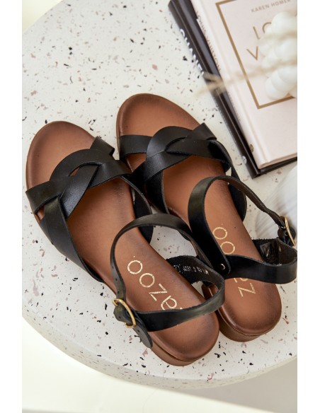 Leather Sandals On A Delicate Heel Zazoo 40372 Black