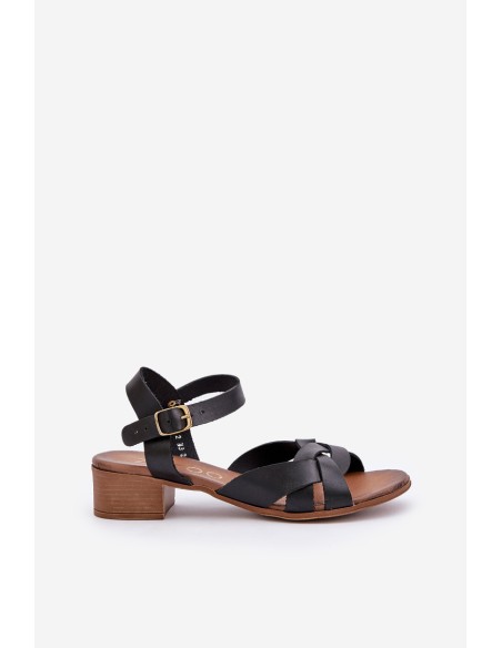 Leather Sandals On A Delicate Heel Zazoo 40372 Black
