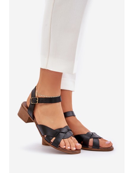 Leather Sandals On A Delicate Heel Zazoo 40372 Black