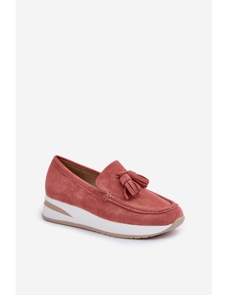 Mocasins On A Delicate Wedge Eco Suede Pink Challavia