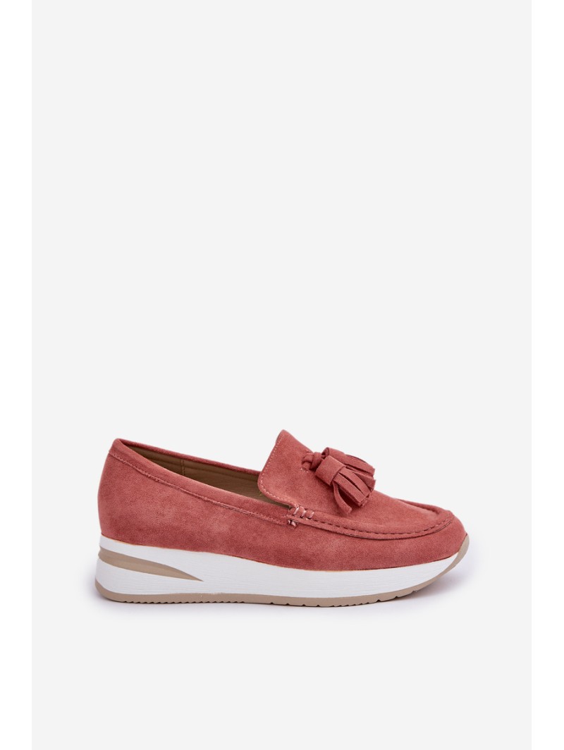 Mocasins On A Delicate Wedge Eco Suede Pink Challavia