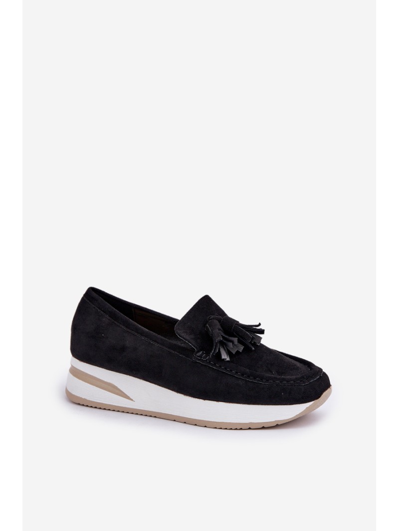 Moccasins On A Delicate Wedge Eco Suede Black Challavia