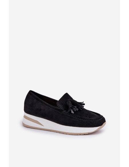 Moccasins On A Delicate Wedge Eco Suede Black Challavia