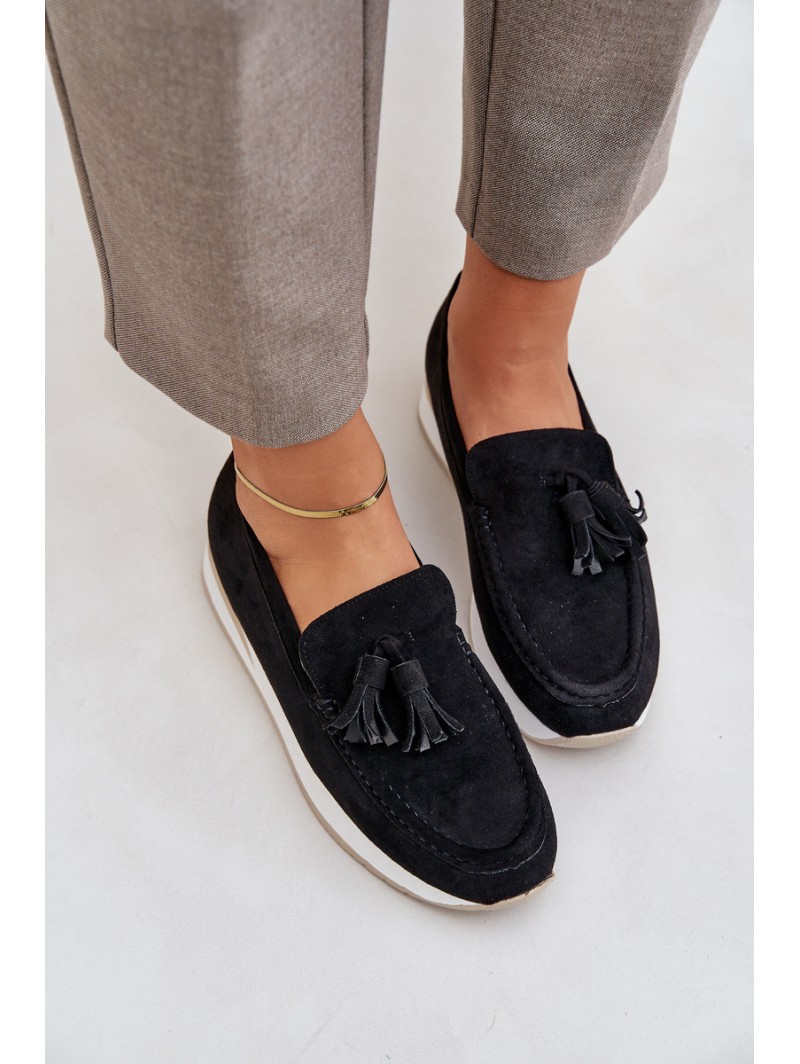 Moccasins On A Delicate Wedge Eco Suede Black Challavia
