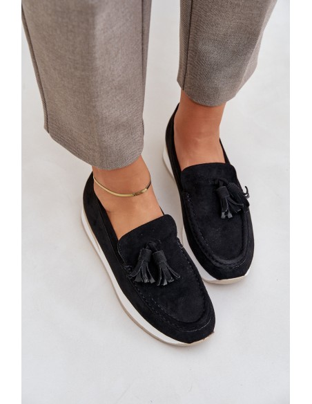 Moccasins On A Delicate Wedge Eco Suede Black Challavia