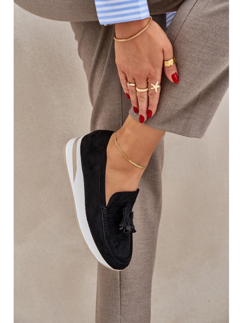 Moccasins On A Delicate Wedge Eco Suede Black Challavia