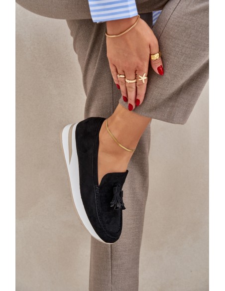 Moccasins On A Delicate Wedge Eco Suede Black Challavia