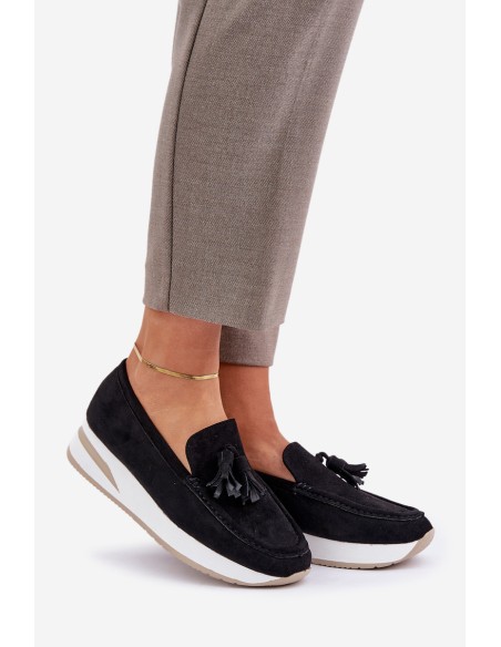 Moccasins On A Delicate Wedge Eco Suede Black Challavia
