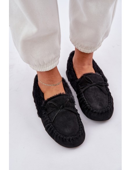 Women Slippers With Fur Black Kleogoria