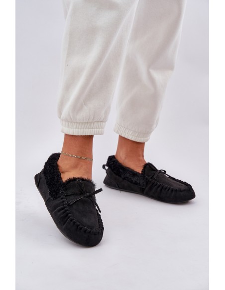 Women Slippers With Fur Black Kleogoria