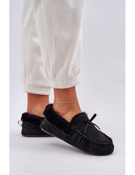 Women Slippers With Fur Black Kleogoria