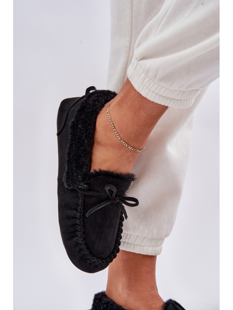 Women Slippers With Fur Black Kleogoria