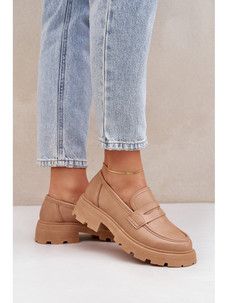 Ladies Moccasins Made Of Eco Leather Beige Sendall