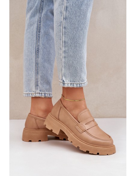 Ladies Moccasins Made Of Eco Leather Beige Sendall