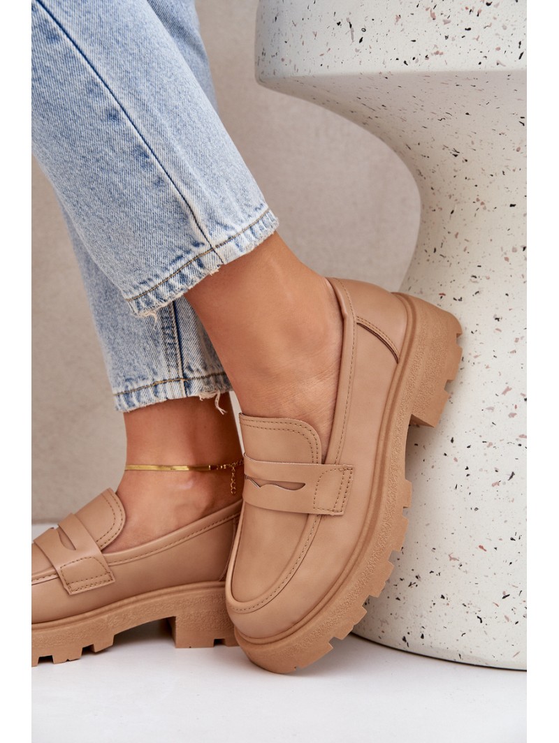Ladies Moccasins Made Of Eco Leather Beige Sendall