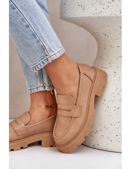 Ladies Moccasins Made Of Eco Leather Beige Sendall
