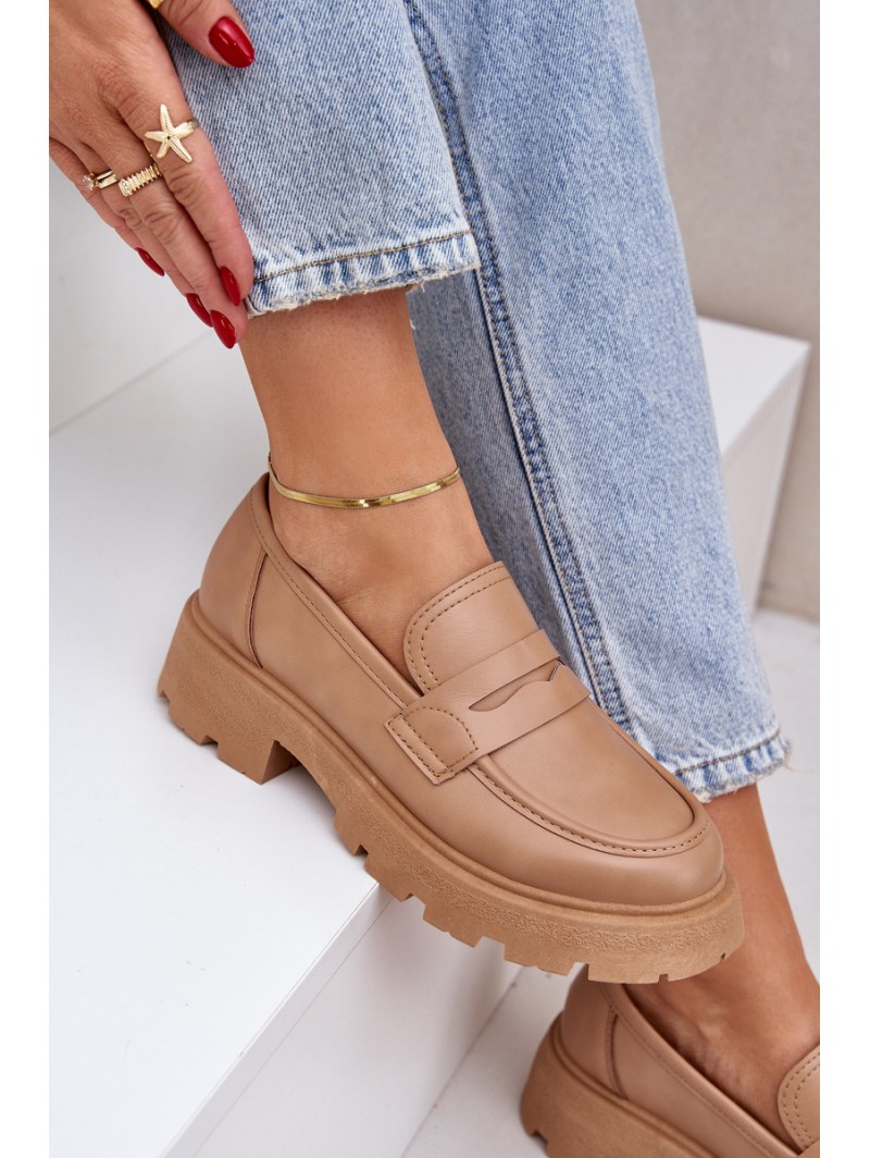 Ladies Moccasins Made Of Eco Leather Beige Sendall