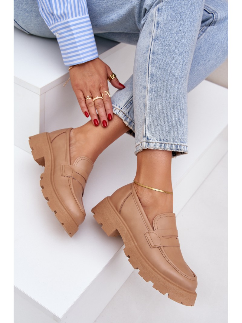 Ladies Moccasins Made Of Eco Leather Beige Sendall